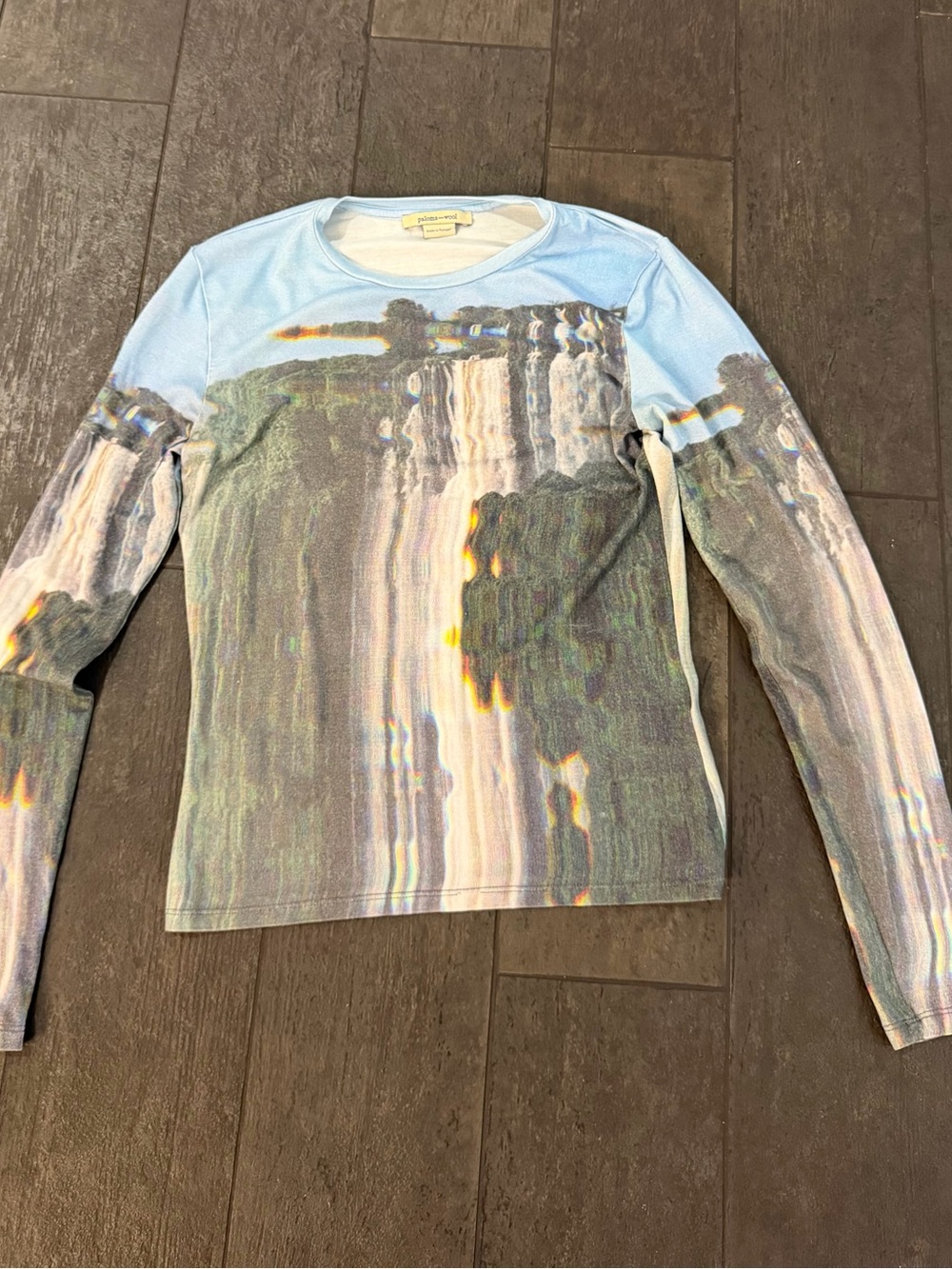 Paloma Wool Sky Blue Abstract Print Long Sleeve Tee